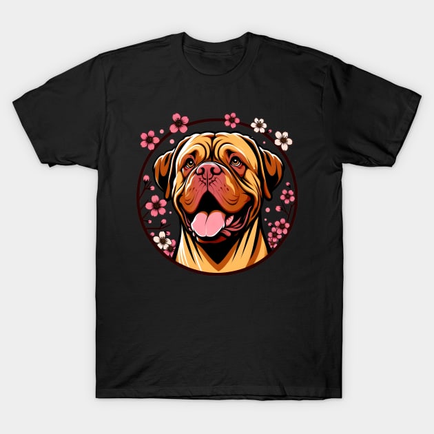 Dogue de Bordeaux Welcomes Spring with Cherry Blossoms T-Shirt by ArtRUs